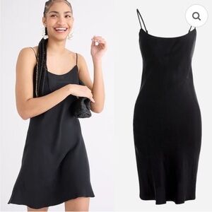 J. CREW Cupro-blend mini slip dress, black, size 16